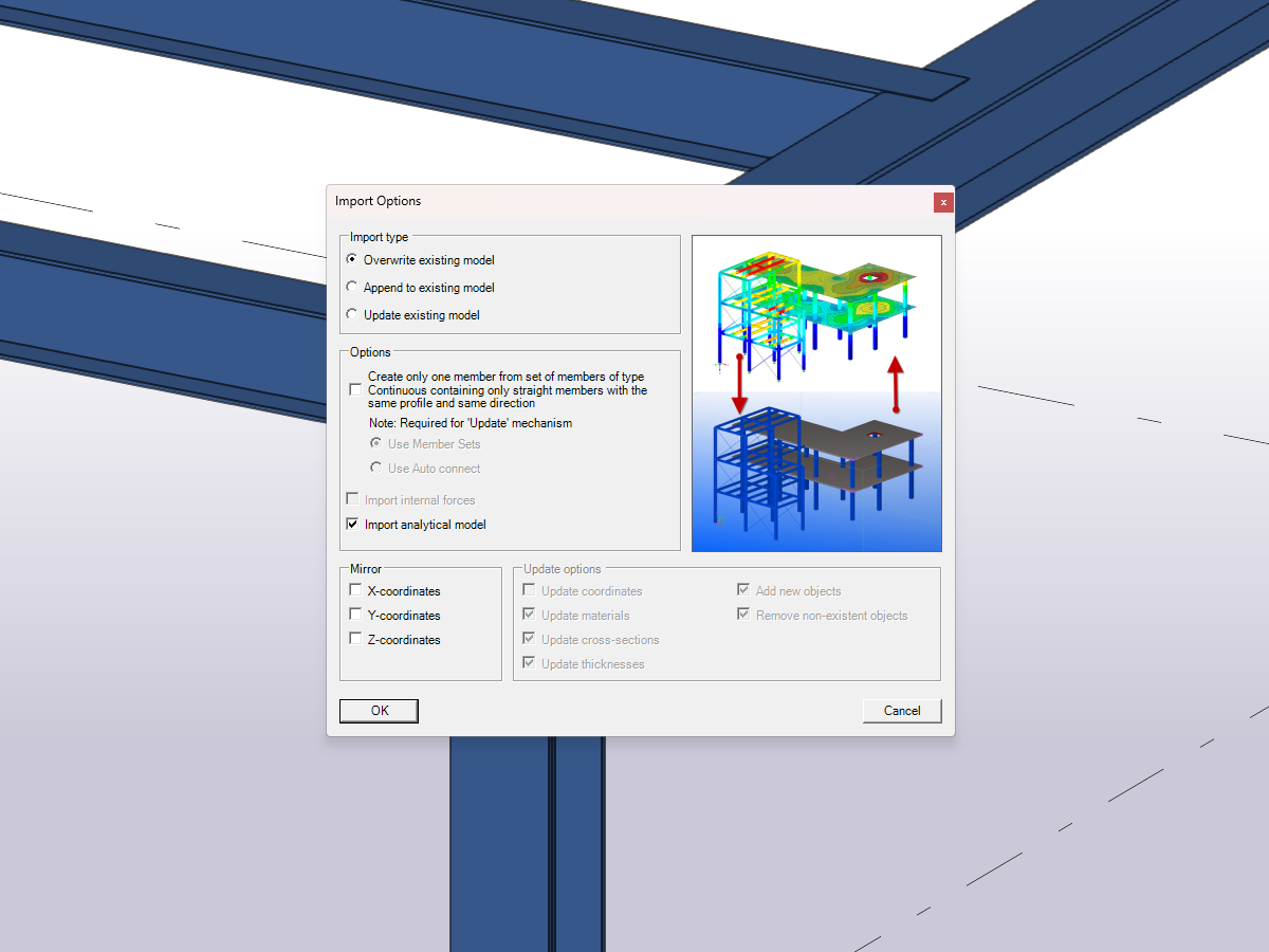 FAQ 005611 | Jakie informacje mogą być wymieniane podczas eksportu i importu między RFEM 6 i Tekla?