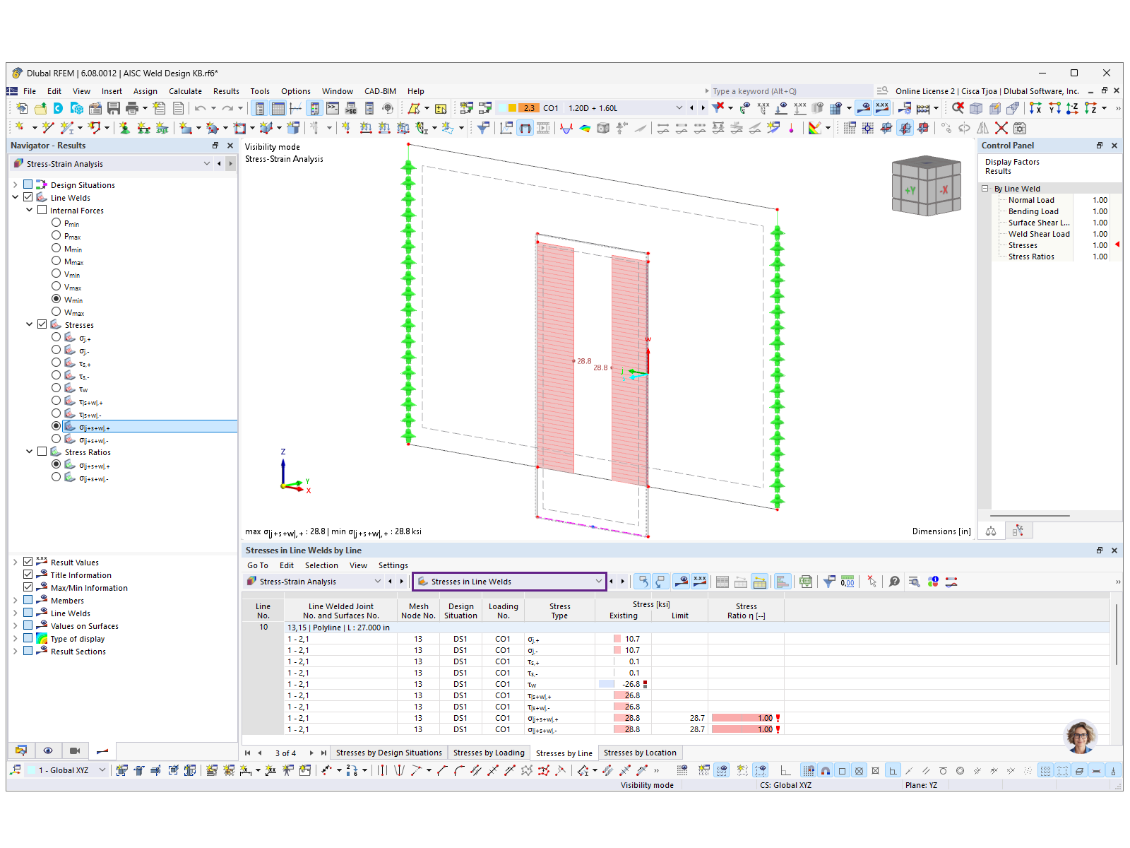 KB 001925 | Projektowanie spoin pachwinowych według AISC w RFEM 6