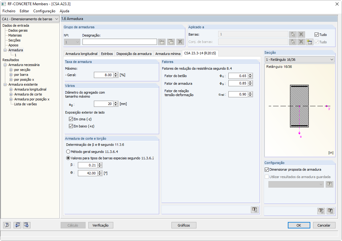 Maske 1.6 Bewehrung - Register CSA A23.3