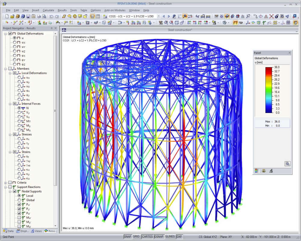 Estrutura de aço para panorama 360° | Projeto realizado como o RFEM por Ingenieurbüro Knapp, Gernsbach, Alemanha | www.tragwerk-knapp.de und Ingenieurbüro Schnur, Waldmohr, Alemanha | www.ib-schnur.de