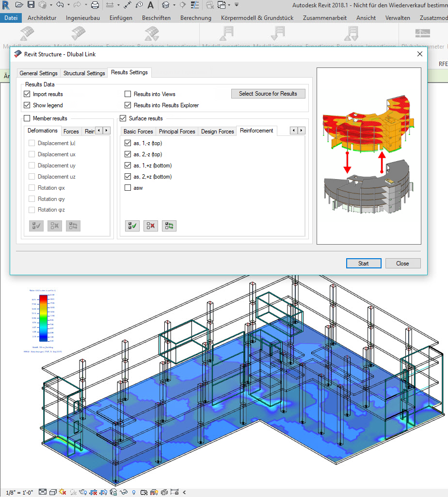 Exportação de quantidades de armadura do RFEM e visualização no Revit