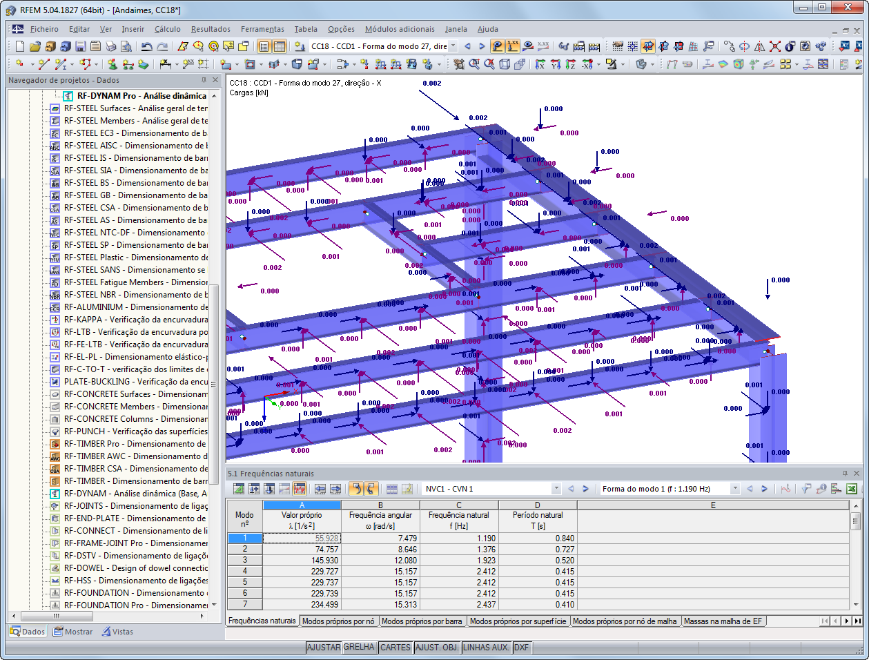 RF-DYNAM Pro - Equivalent Loads: Cargas equivalentes de formas próprias