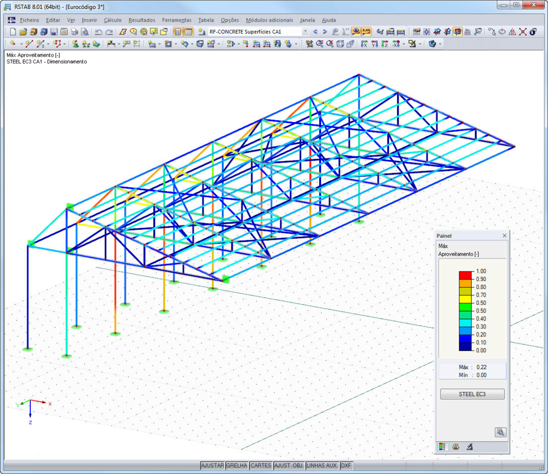 Visualização gráfica dos resultados do STEEL EC3 no RSTAB