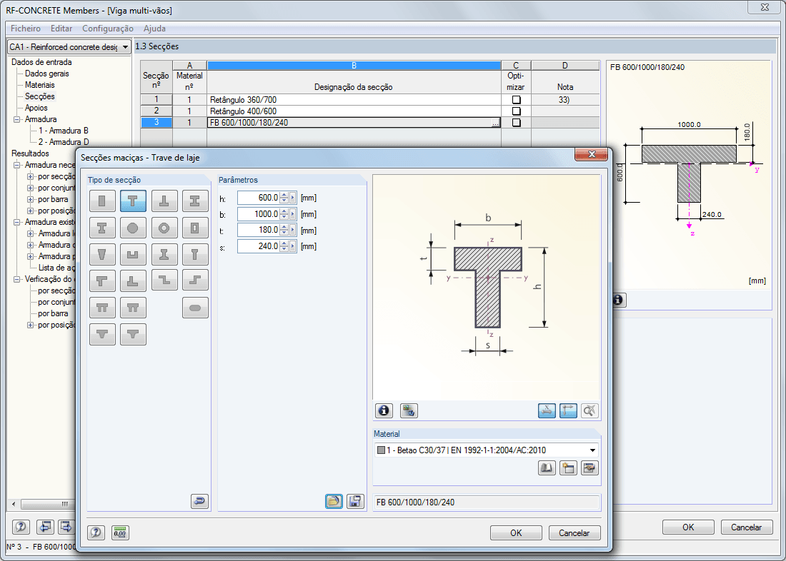 RF-BETON Stäbe - 1.3 Querschnitte