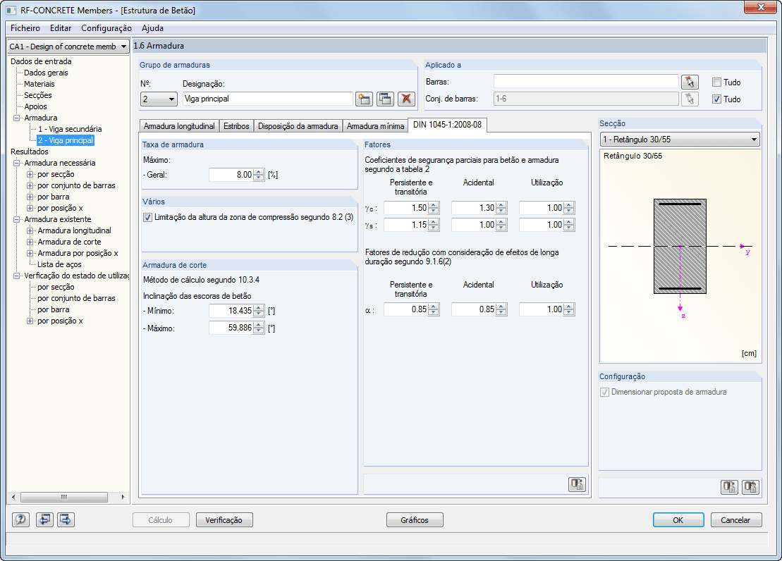 Maske 1.6 Bewehrung - Register DIN 1045-1