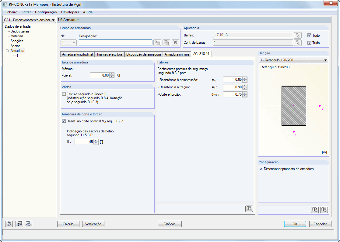 Maske 1.6 Bewehrung - Register ACI 318-14