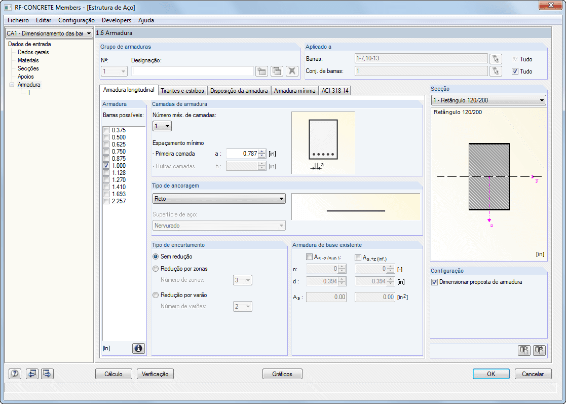 Maske 1.6 Bewehrung - Register Längsbewehrung