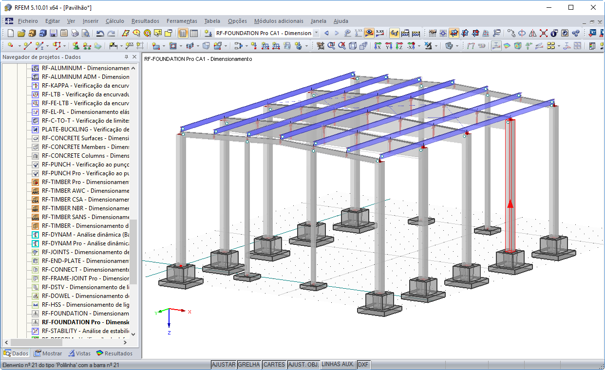 Fundações na representação 3D no RFEM