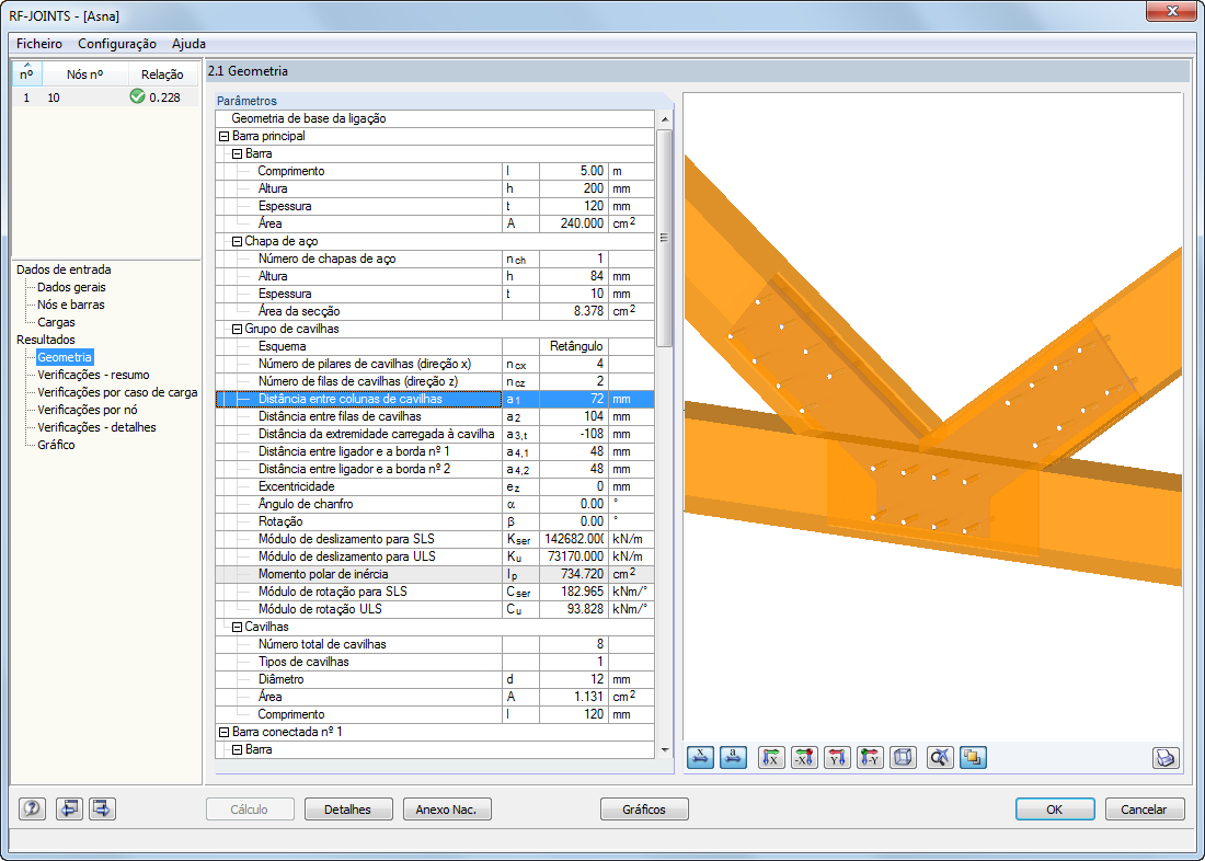 Maske 2.1 Geometrie (Ergebnisse)