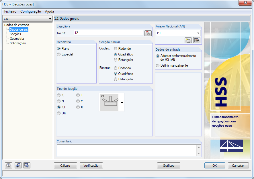 Basisangaben zum Nachweis eines ebenen Fachwerkknotens mit Übernahme der Daten aus RFEM