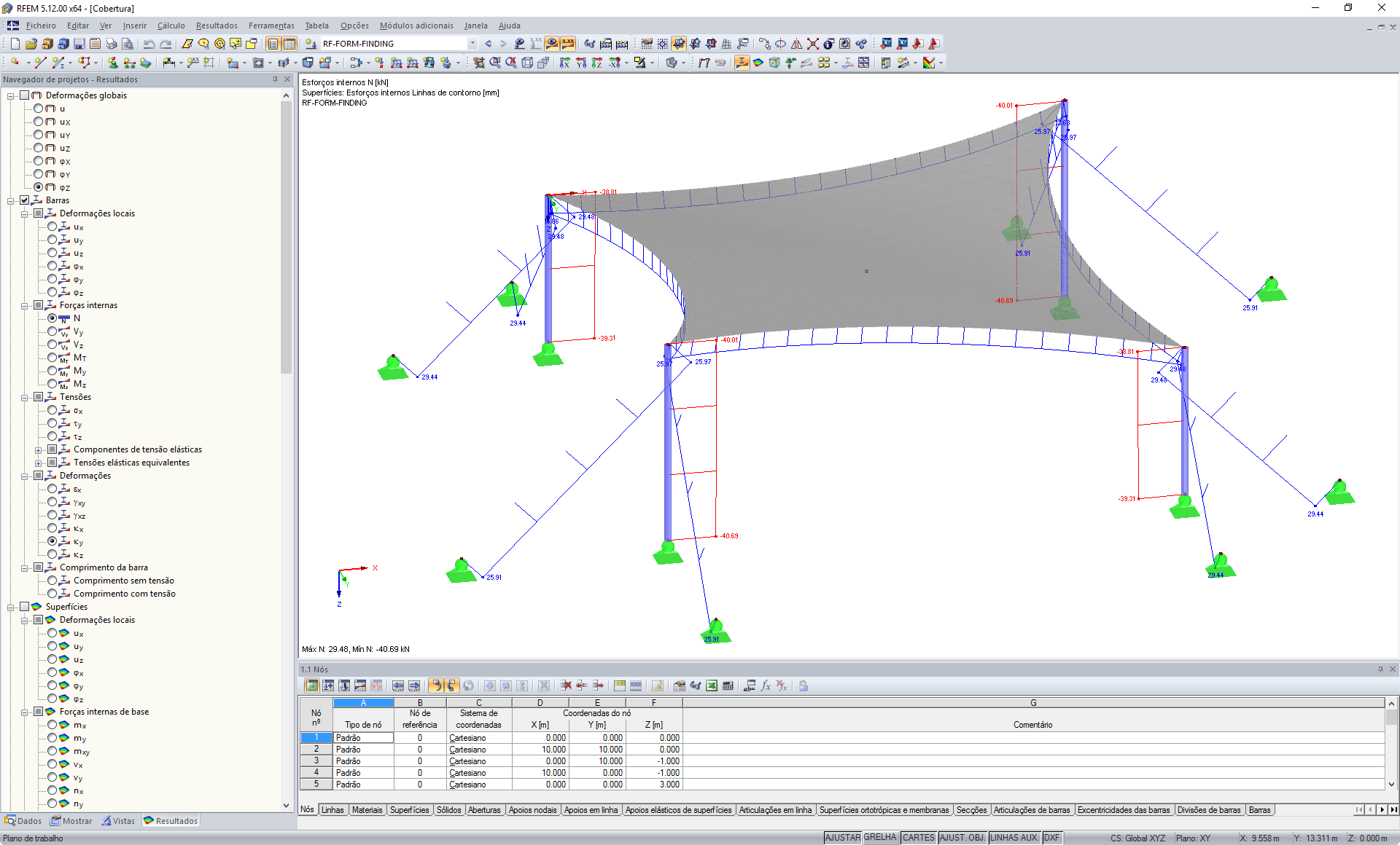 Seilzugkräfte nach Formfindung in RFEM