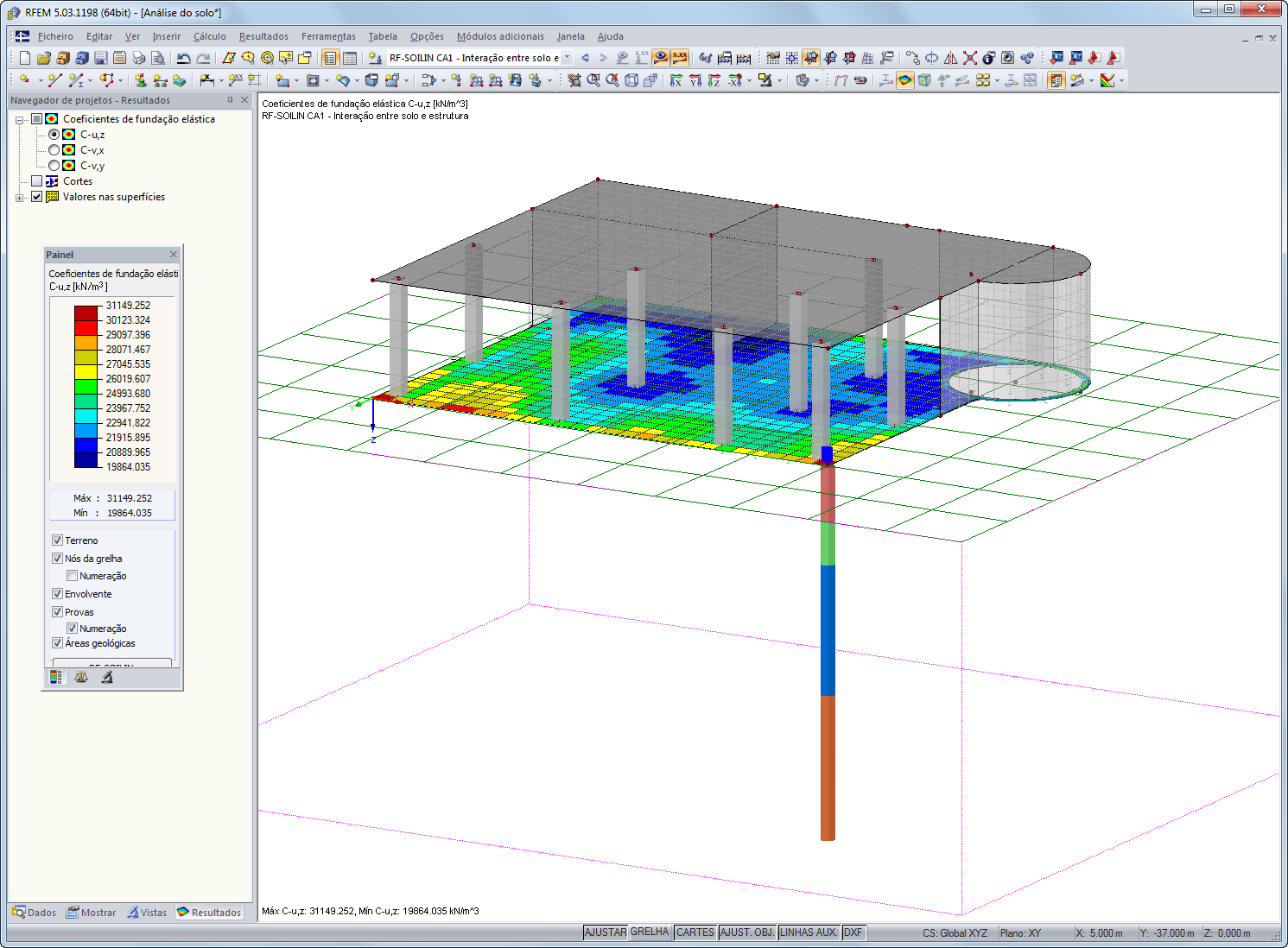 Ergebnisdarstellung der Bettungskoeffizienten in RFEM