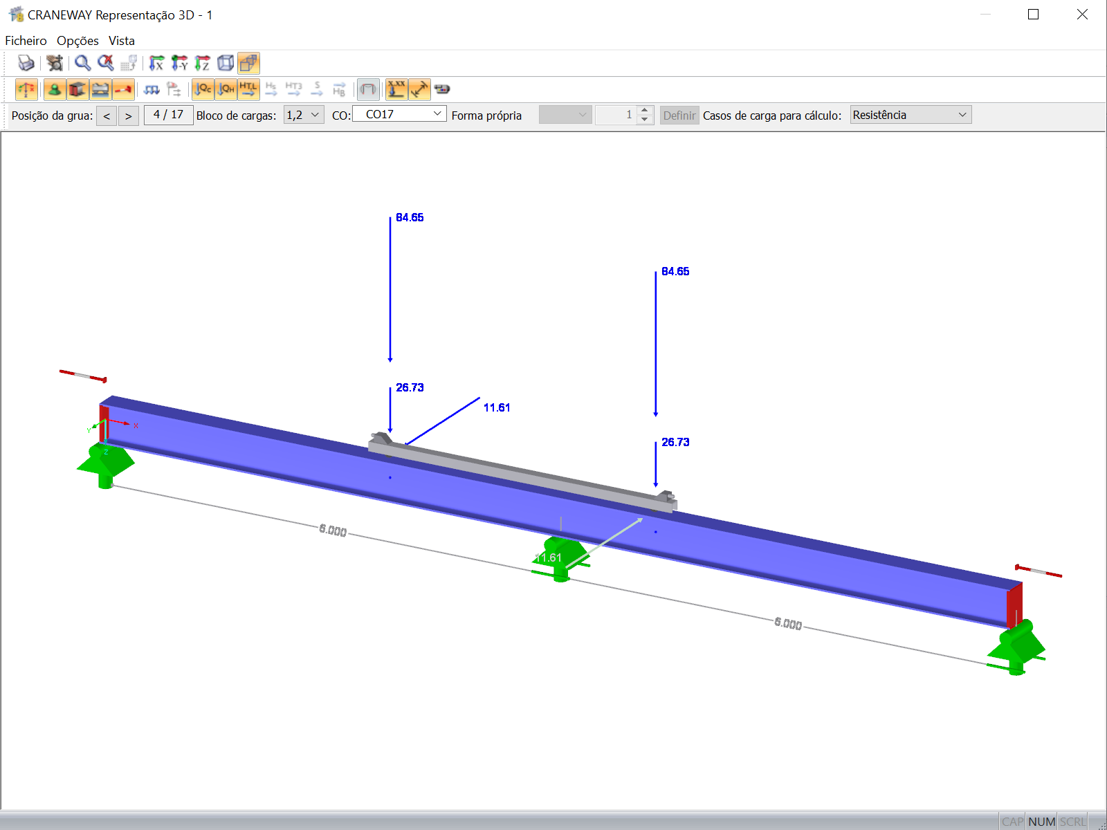 Programa autónomo CRANEWAY | Viga de ponte rolante em representação 3D