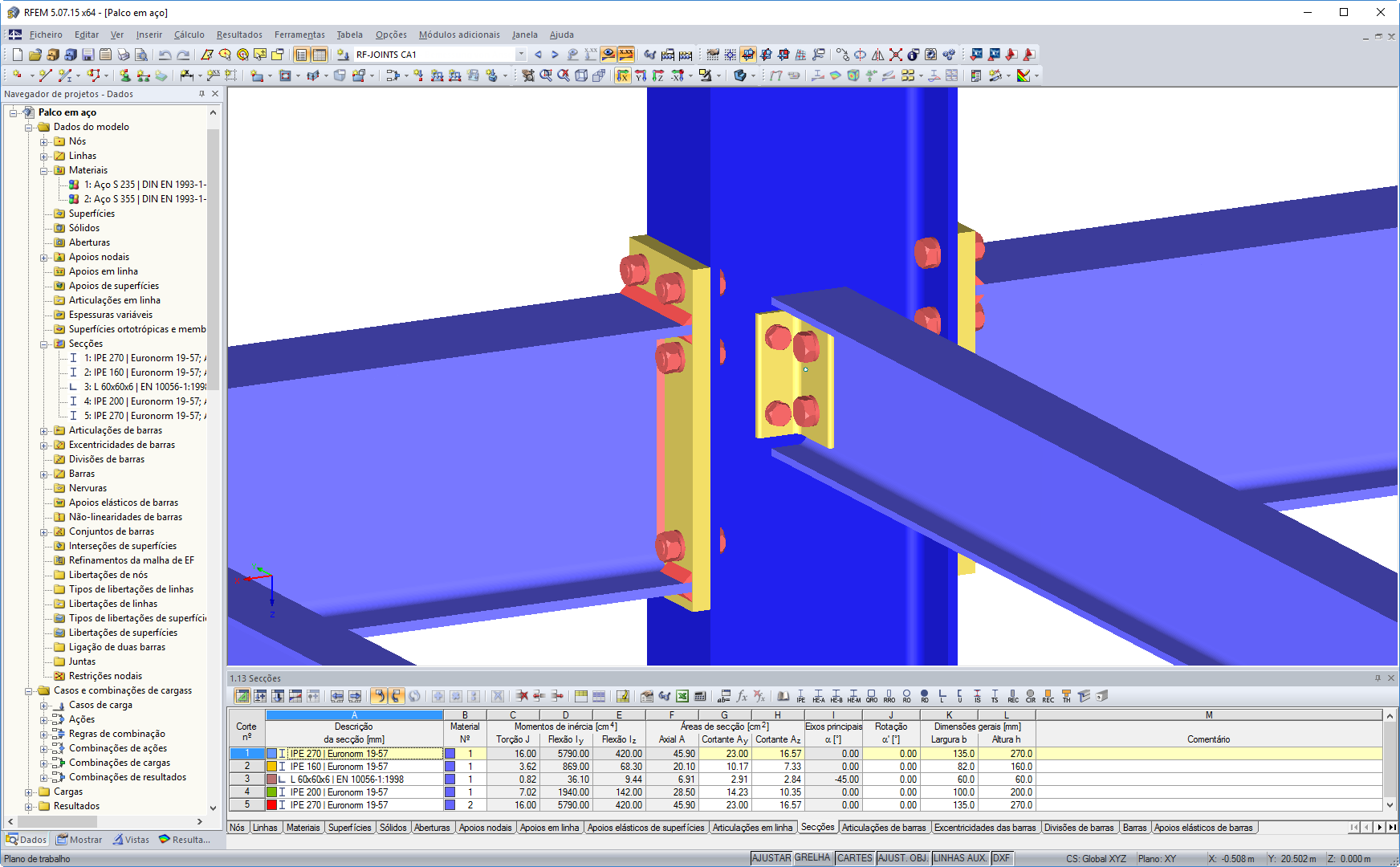 Im RFEM-Modell visualisierte biegesteife und gelenkige Anschlüsse