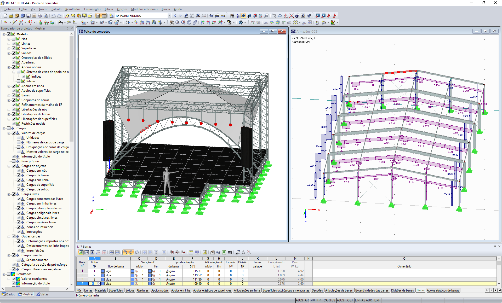 Konzertbühne und Halle aus Aluminium in RFEM