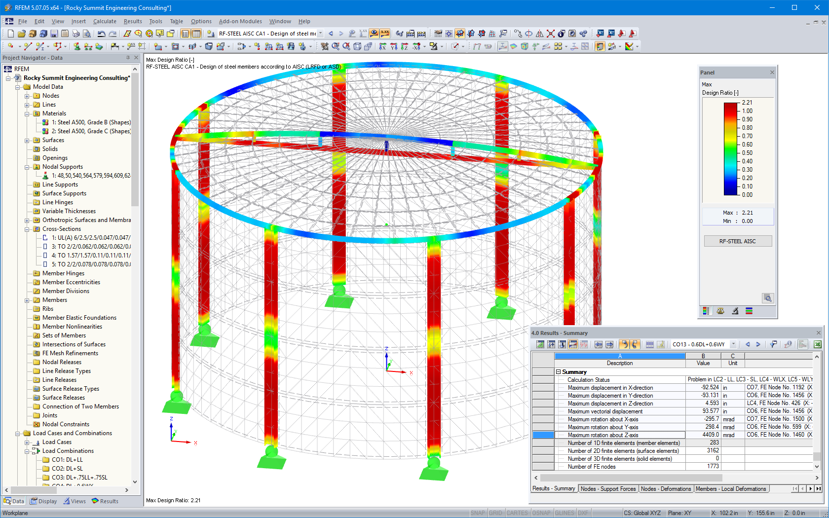 Dimensionamento de barras em aço segundo o AISC no RF-STEEL AISC