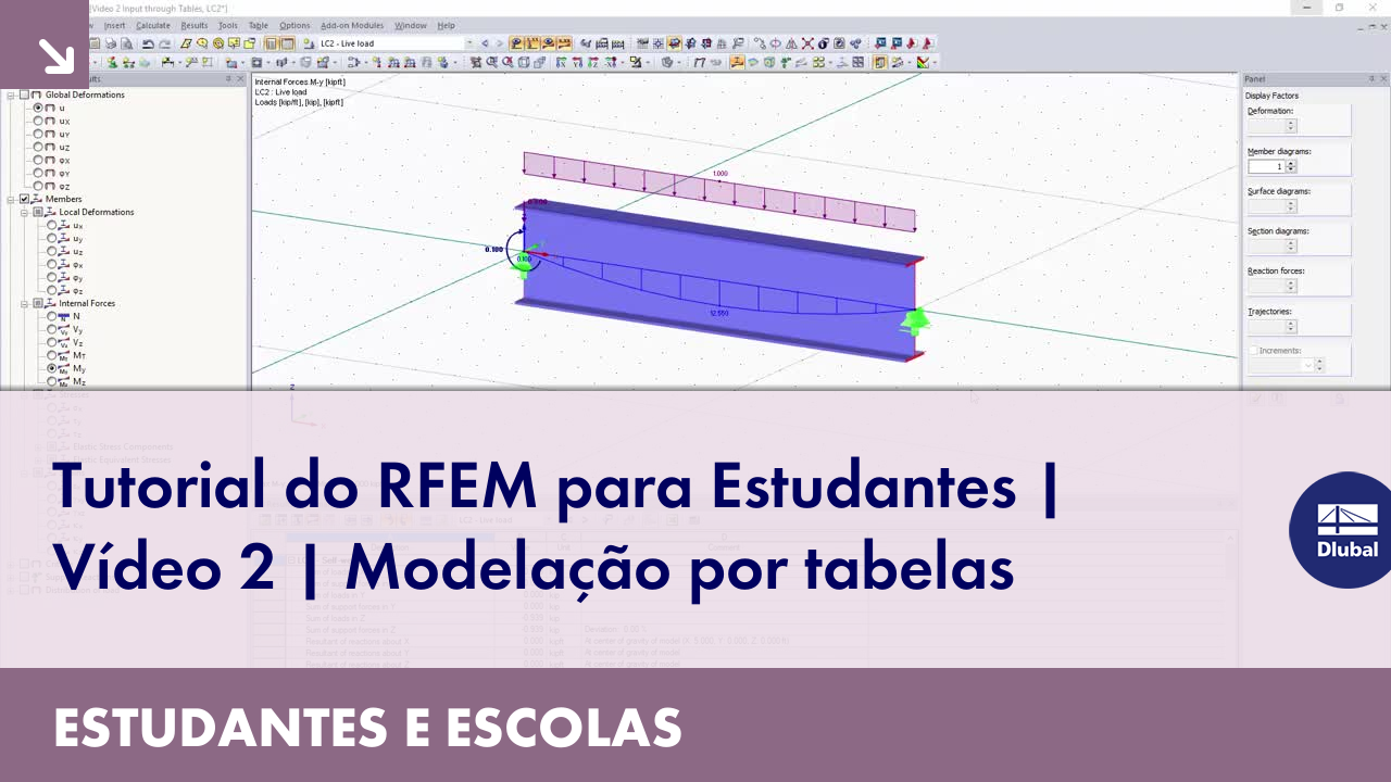 Tutorial do RFEM para estudantes | Vídeo 2 | Modelação através de tabelas