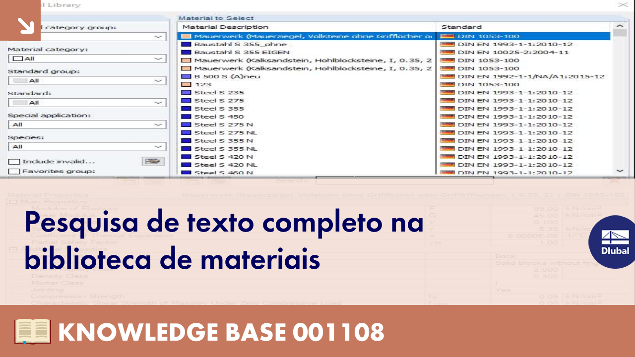 Volltextsuche in der Materialdatenbank