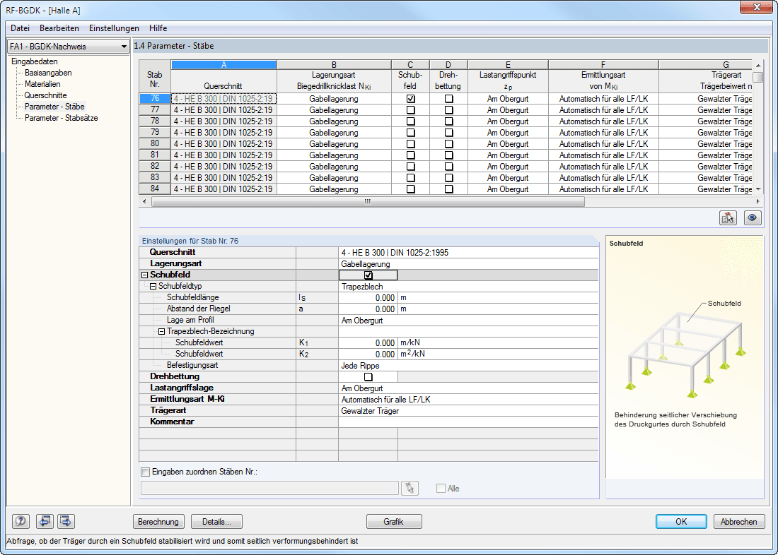 .4 Parameter - Stäbe, Schubfeld