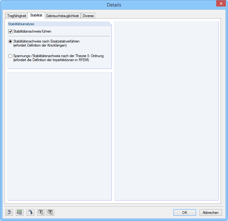 Detaileinstellungen Stabilität