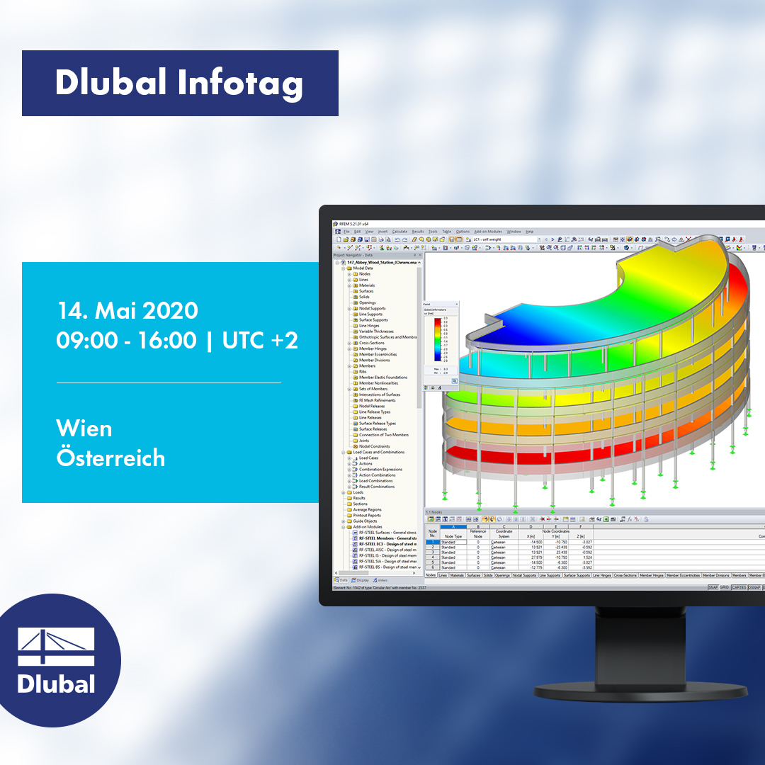 Jornada Informativa da Dlubal em Viena a 14 de maio de 2020