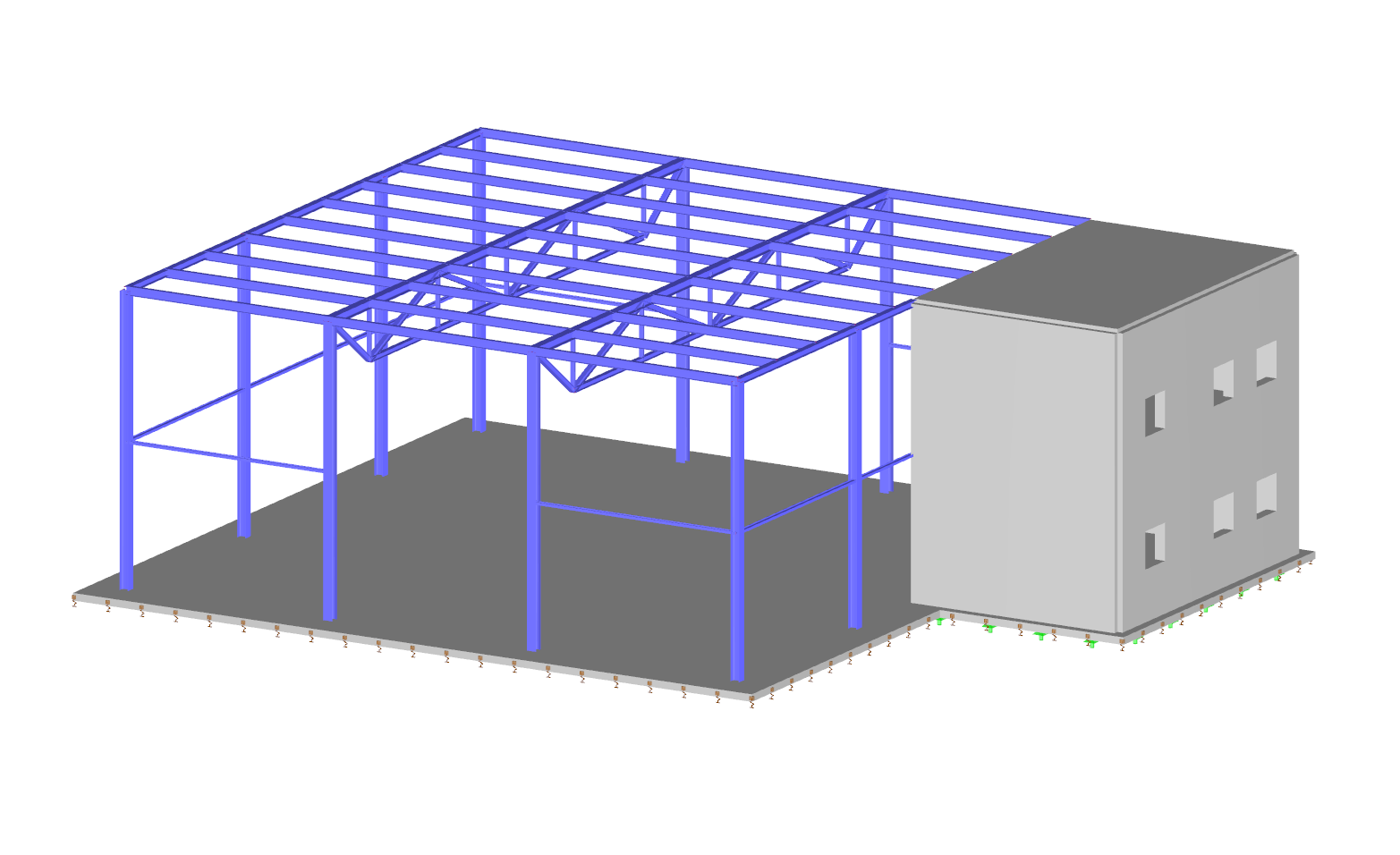 Pavilhão 3D em aço com extensão de betão armado