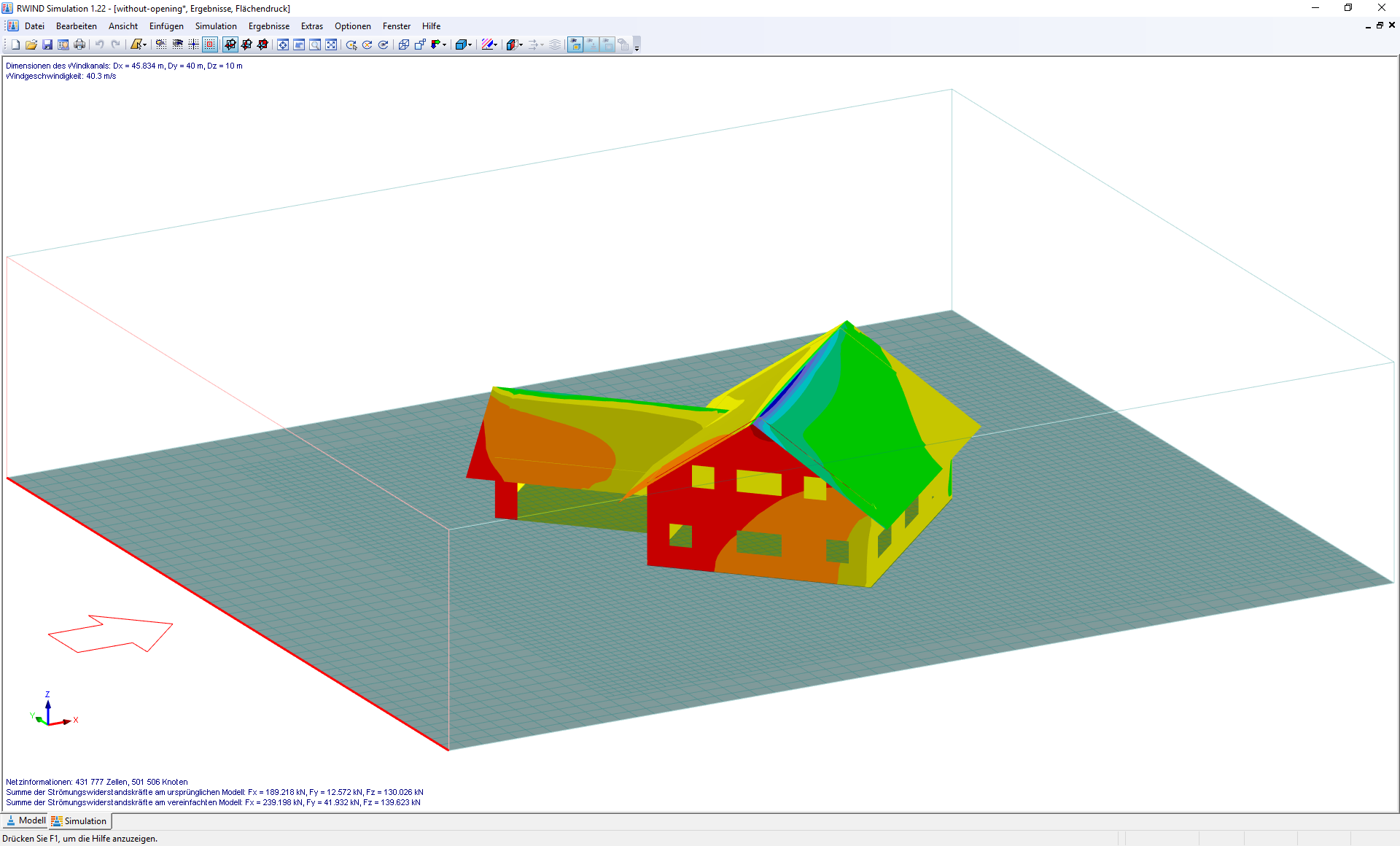 Distribuição de pressão de um edifício residencial com garagem no túnel de vento digital pelo RWIND Simulation