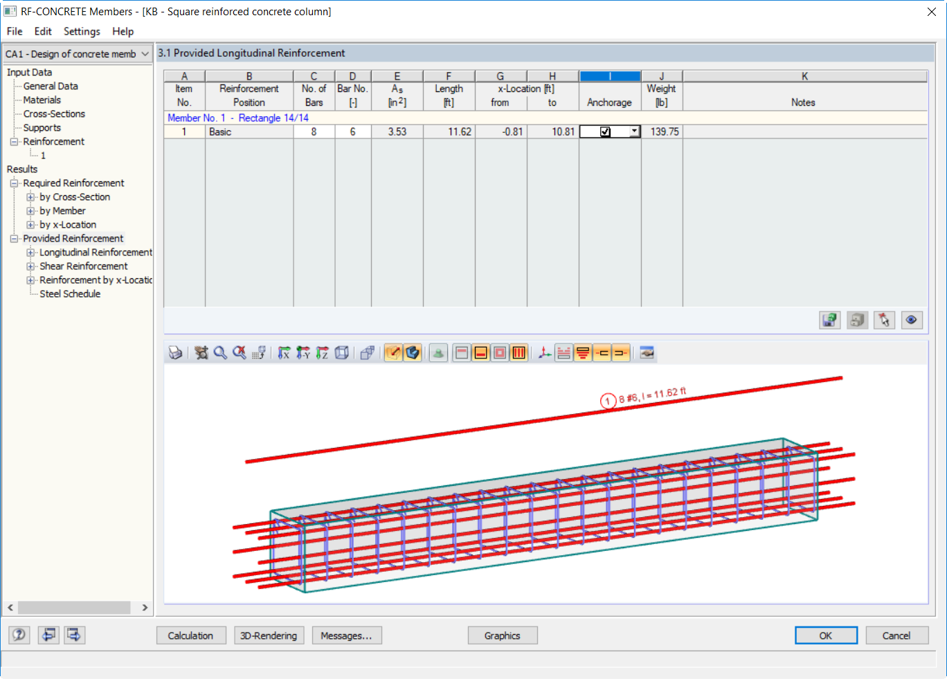 RF-CONCRETE Members - Armadura longitudinal existente