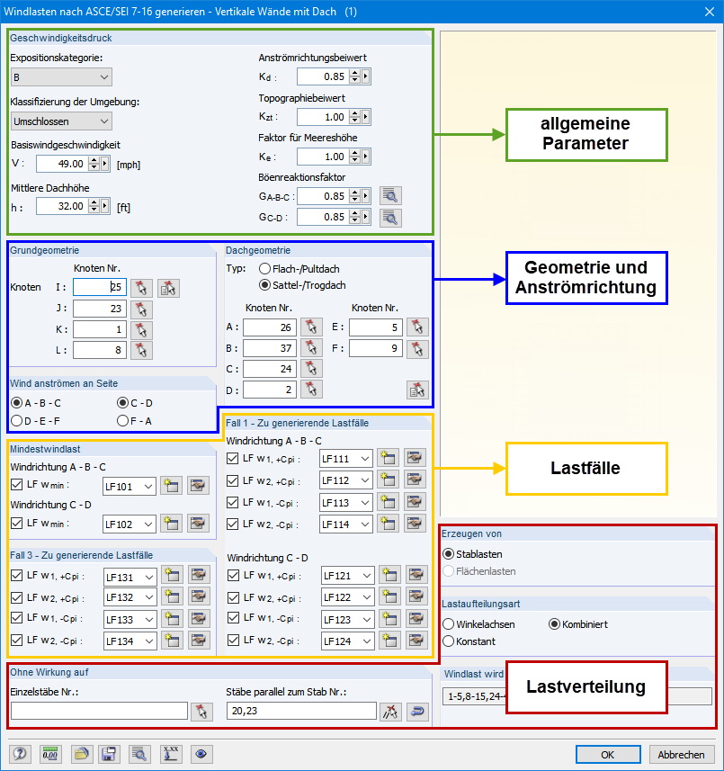 Dialog 'Windlasten nach ASCE/SEI 7-16 generieren'