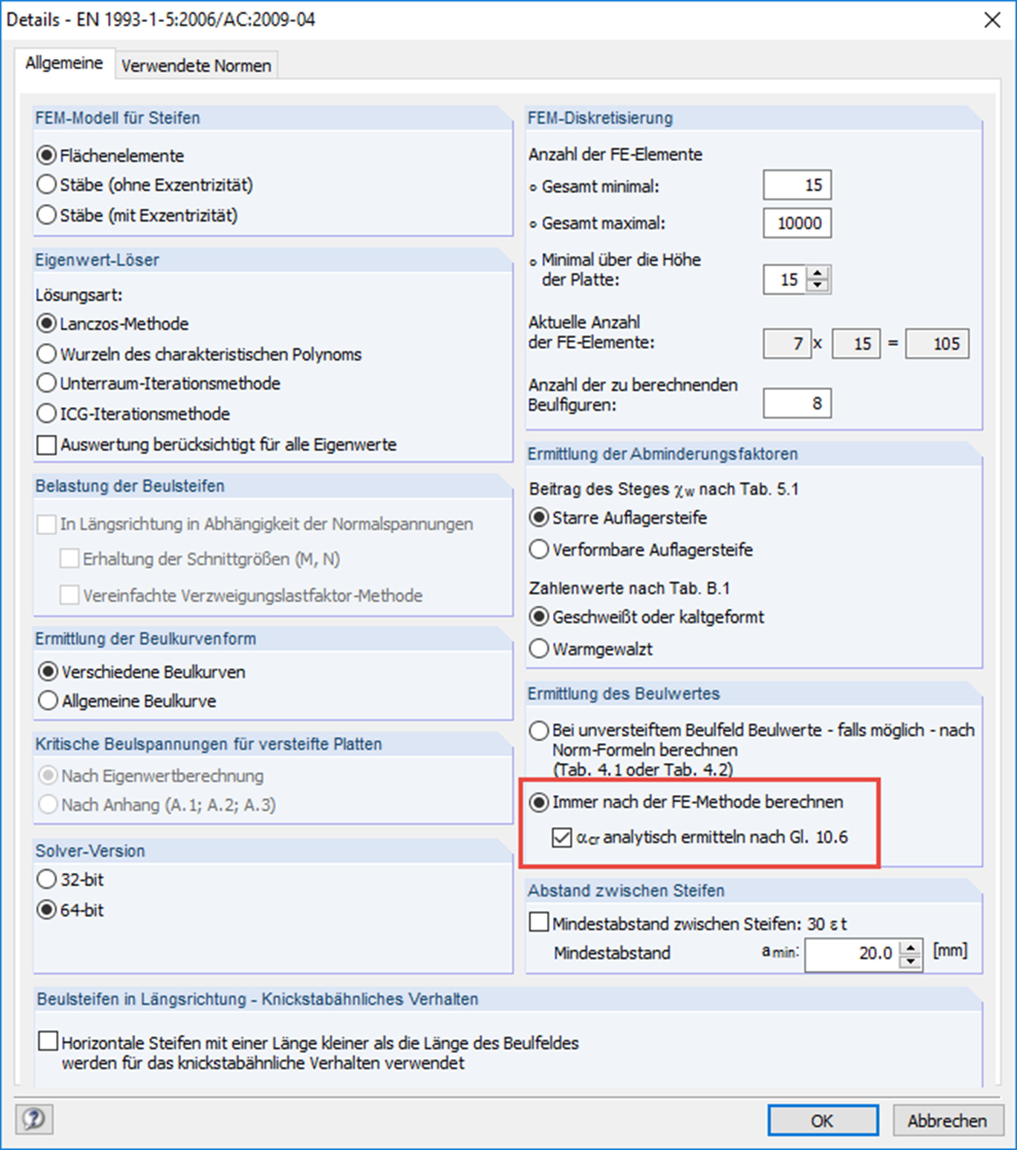 Kritischen Lastfaktor analytisch berechnen oder aus FEM-Berechnung verwenden