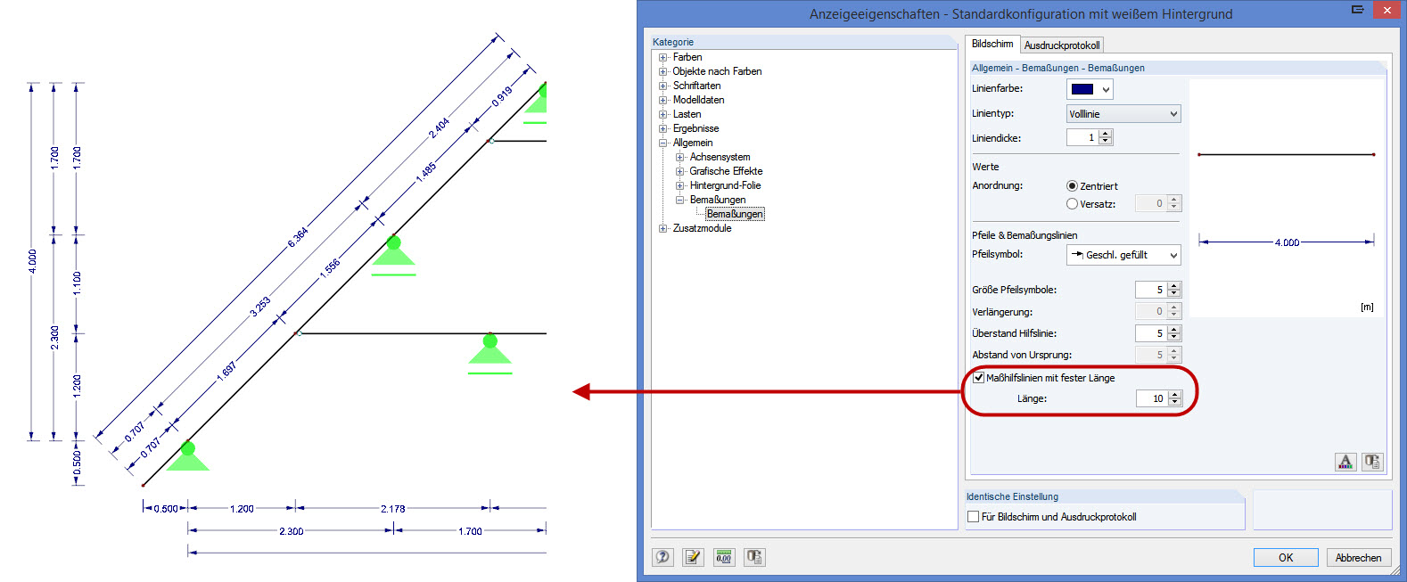 Nova função de visualização para dimensões: Linhas de comprimento de extensão fixas