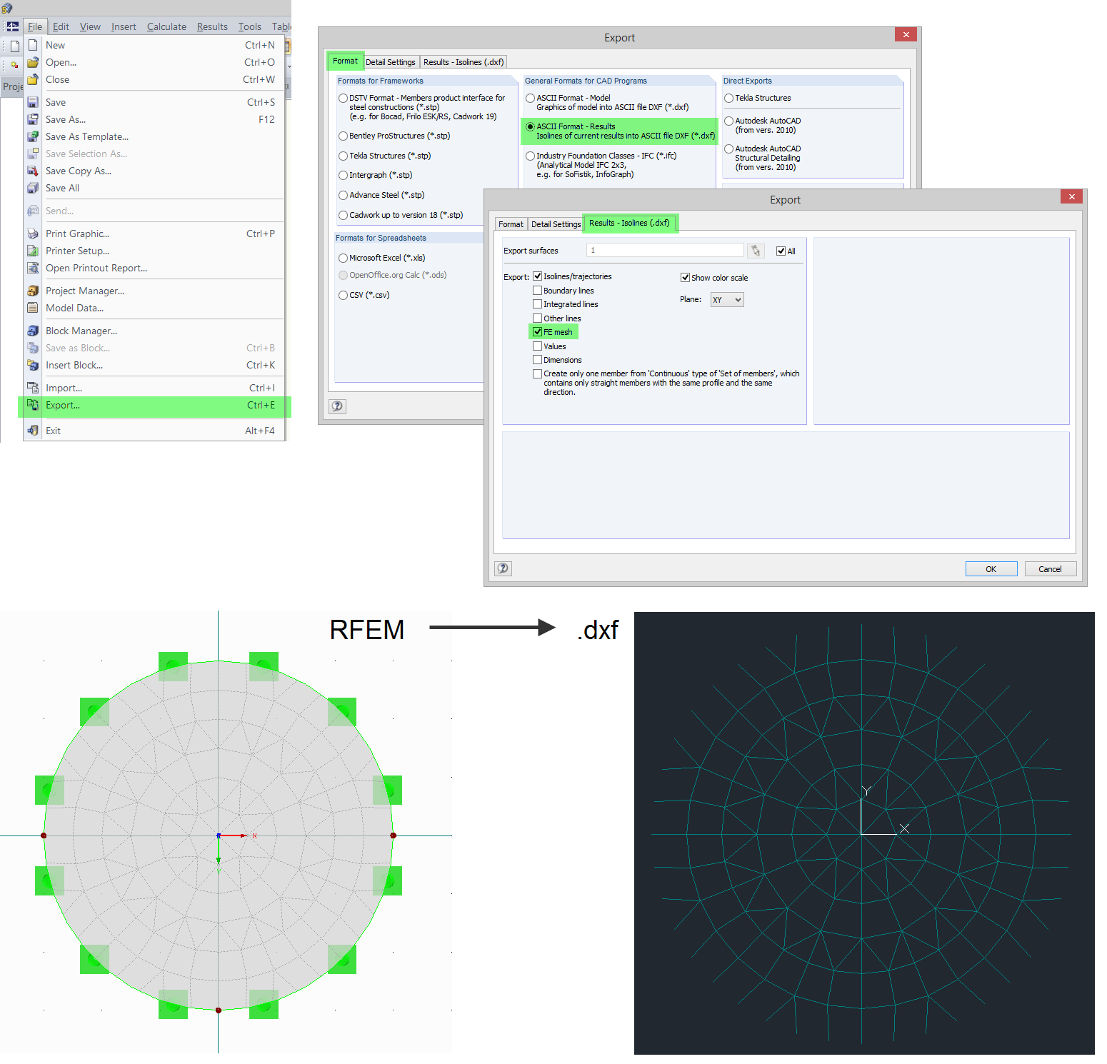 FE-Netz in DXF exportieren