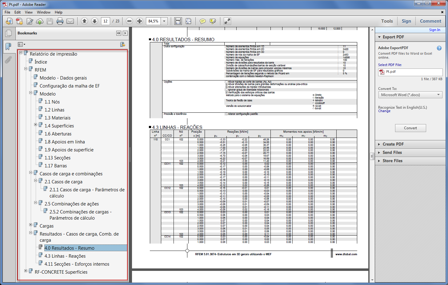 Exportar PDF do relatório de impressão