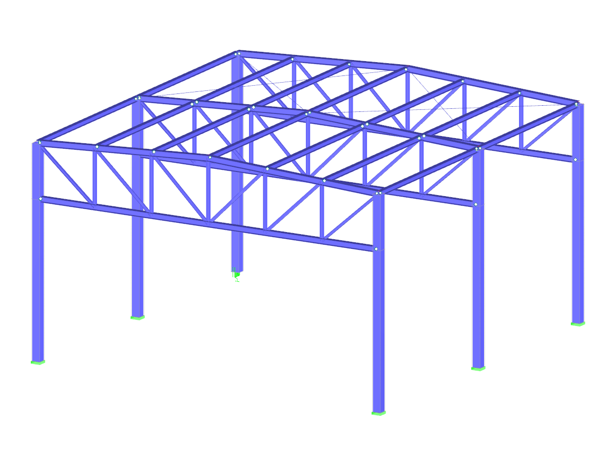 Pavilhão em aço com treliças