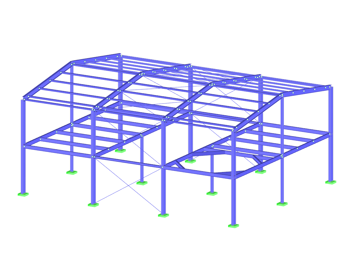 Pavilhão em aço com plano intermédio