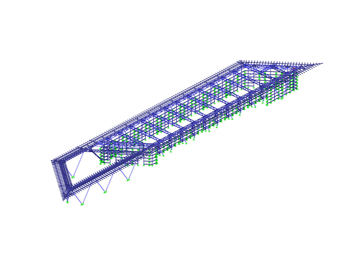 Modelo em 3D do terminal de cruzeiros 8 em Warnemünde no RSTAB (© INROS LACKNER SE)