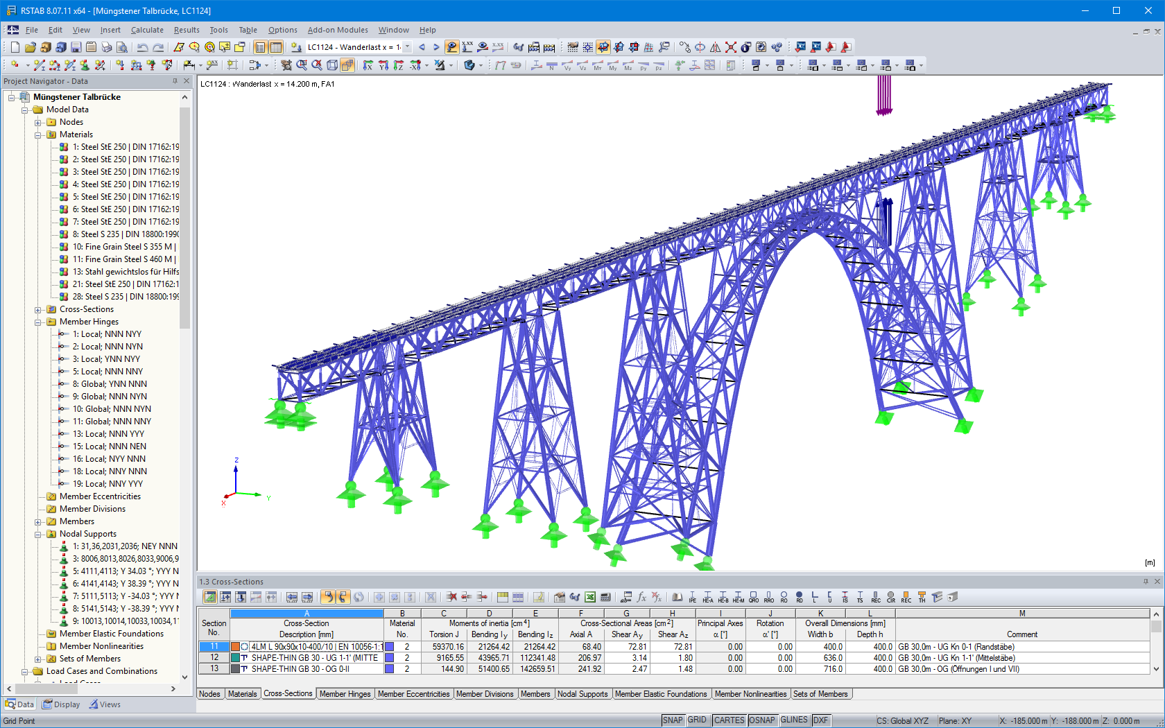 Modelo em 3D do viaduto de Müngsten no RSTAB (© PSP)