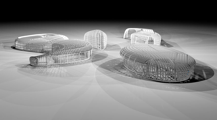 3D-Modelle der Pavillons (© Blumer-Lehmann AG)