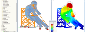 Modelo 3D e deformações de escultura Edy no RFEM (© sblumer ZT GmbH)