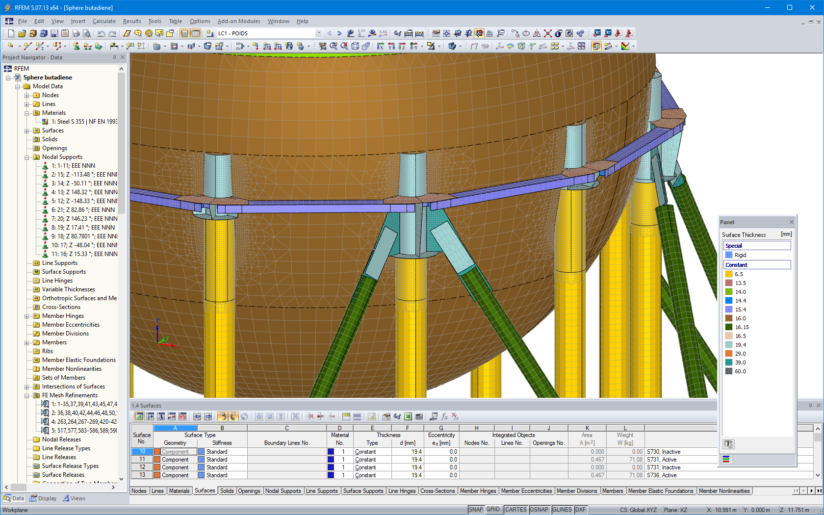 Detalhe de reforços no RFEM