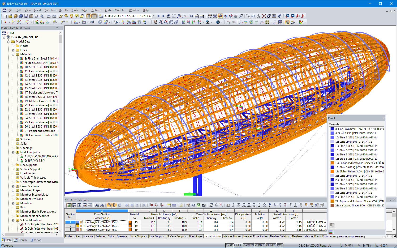 RFEM-Modell des Zeppelins aus Holz und Stahl (© Ing. Šrůtek)