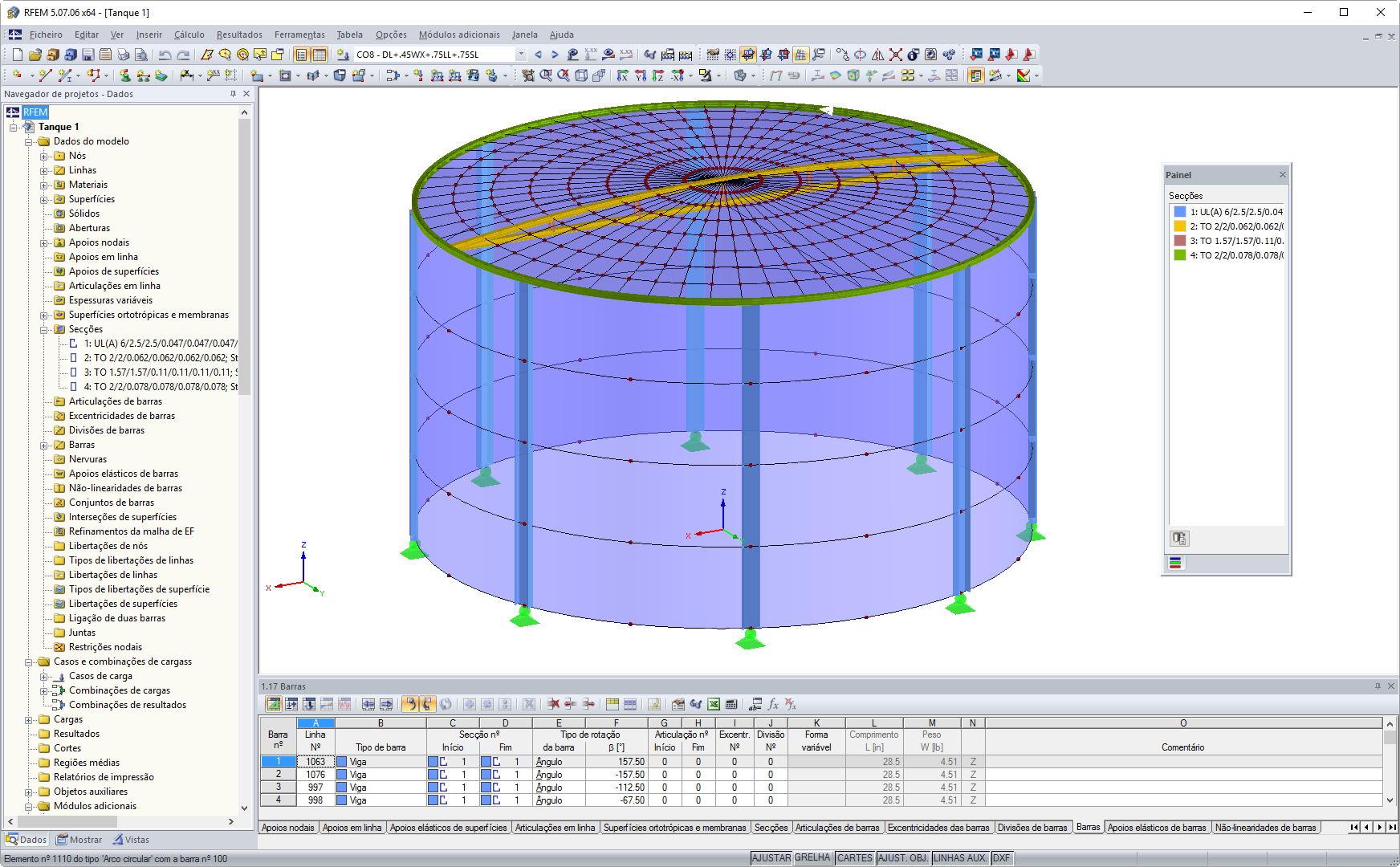 Modelo 3D de tanque de água no RFEM (© Rocky Summit EC)