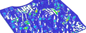 Deformações do labirinto no RFEM (© Bollinger+Grohmann)