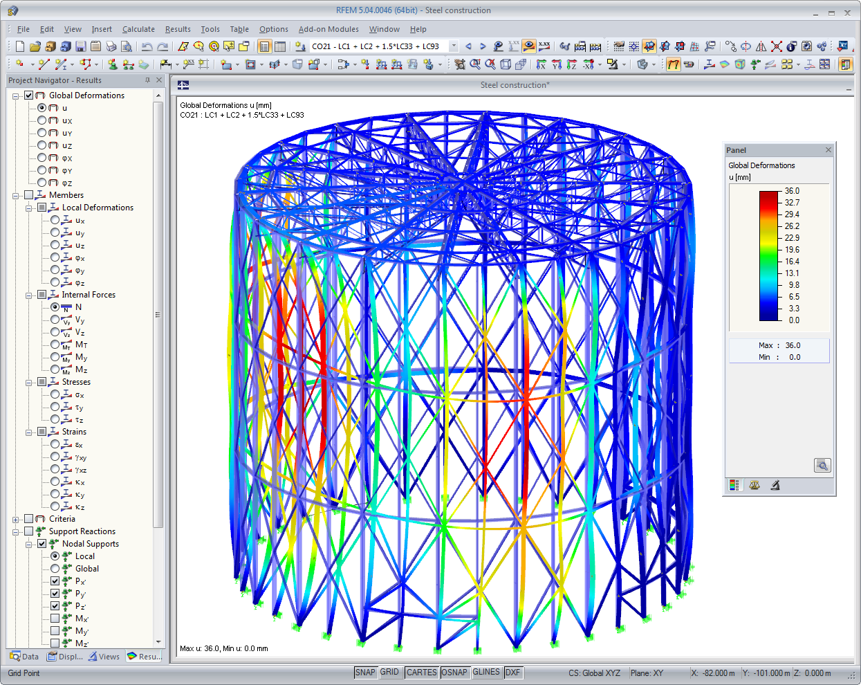 Modelo 3D com deformações no RFEM (© Knapp)