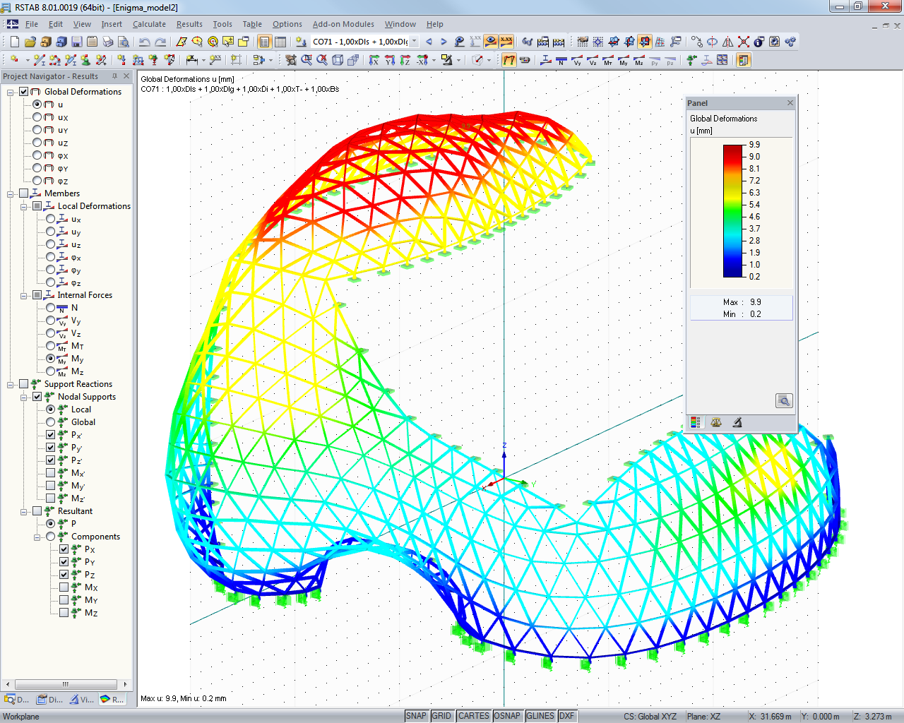 Modelo do "Enigma" no RSTAB (© Novum Structures)