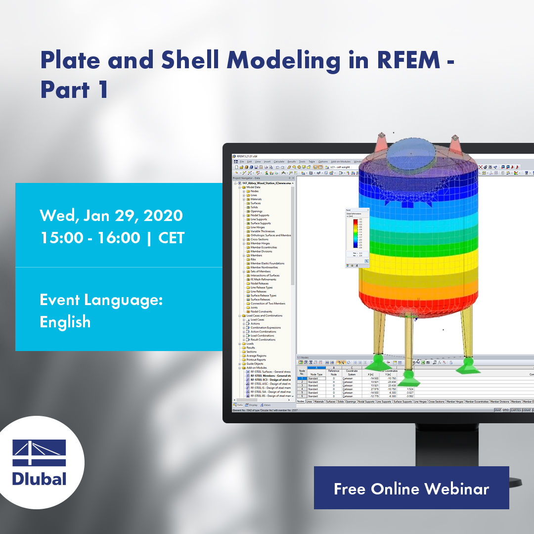 Modelação de placas e cascas no RFEM - 1ª parte (em inglês)