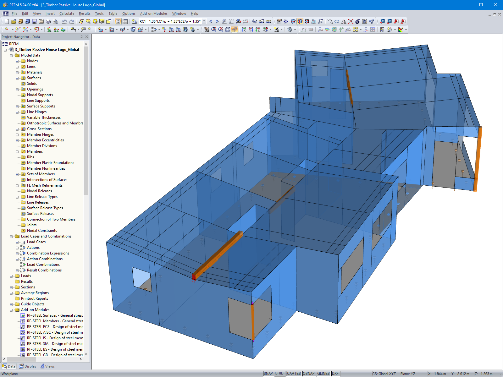 Modelo RFEM da casa (© Maderas Besteiro)