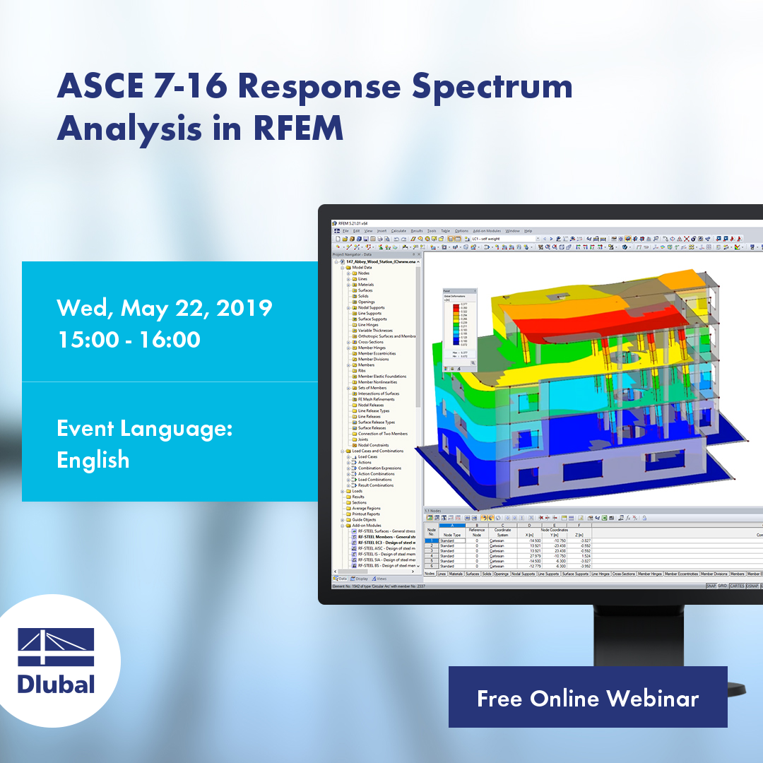 Método de espectro de resposta ASCE 7-16 no RFEM