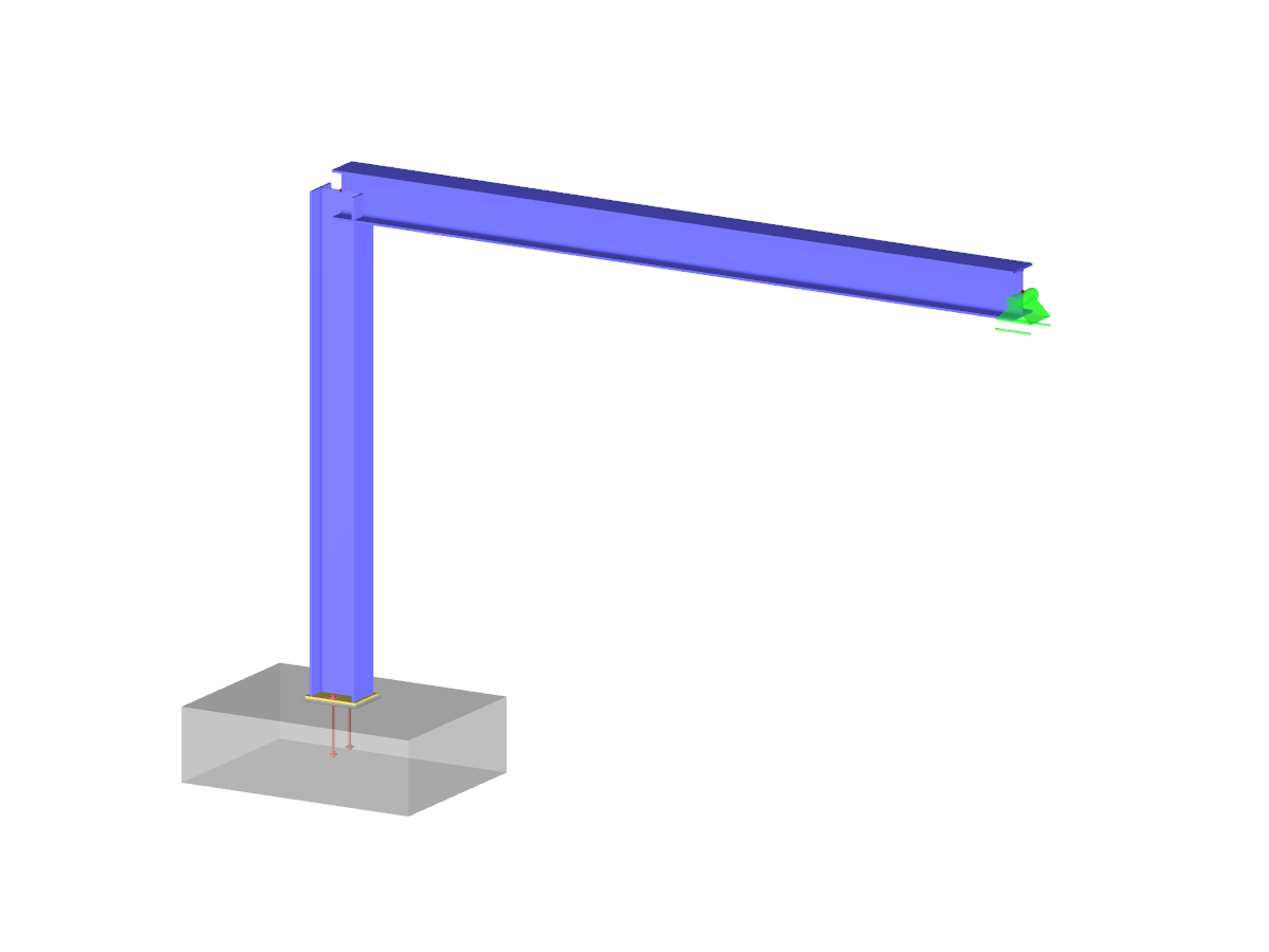 Pórtico com placa de base excêntrica