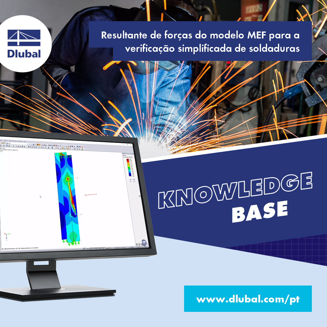 Resultante de forças do modelo MEF para a verificação simplificada de soldaduras